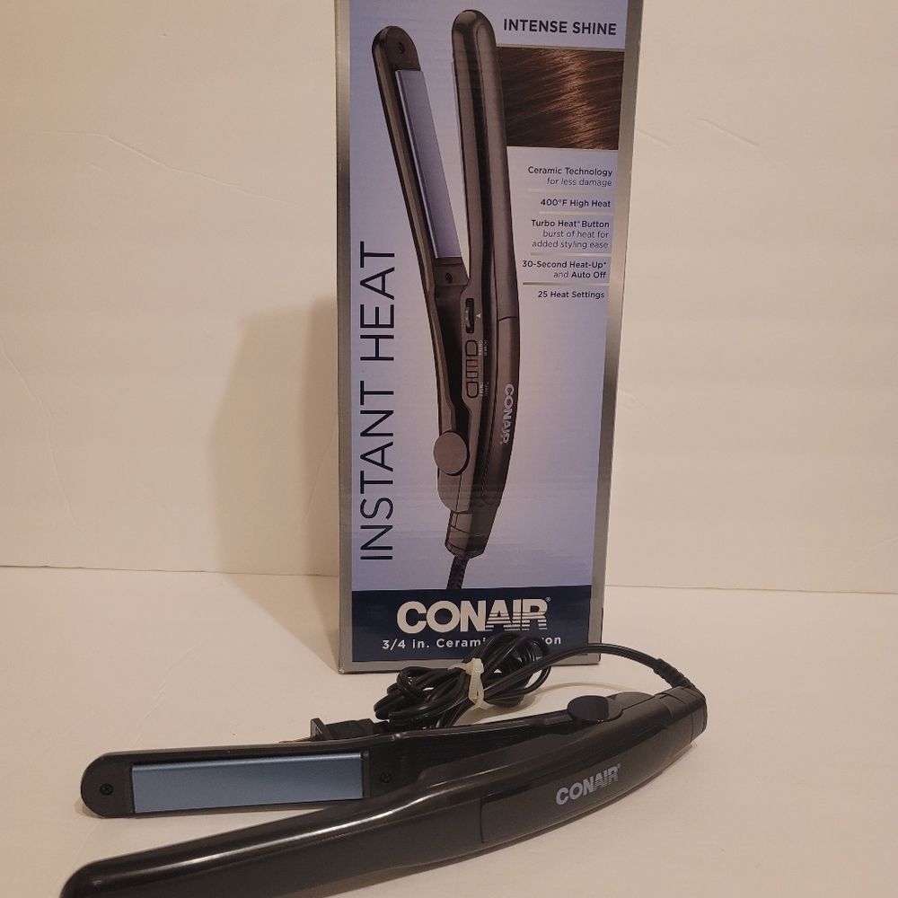 Conair Instant Heat 3/4 In. Ceramic Flat Iron 25 Heat Settings, Ceramic tech.